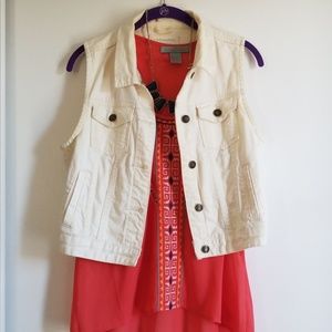 White cotton denim vest
